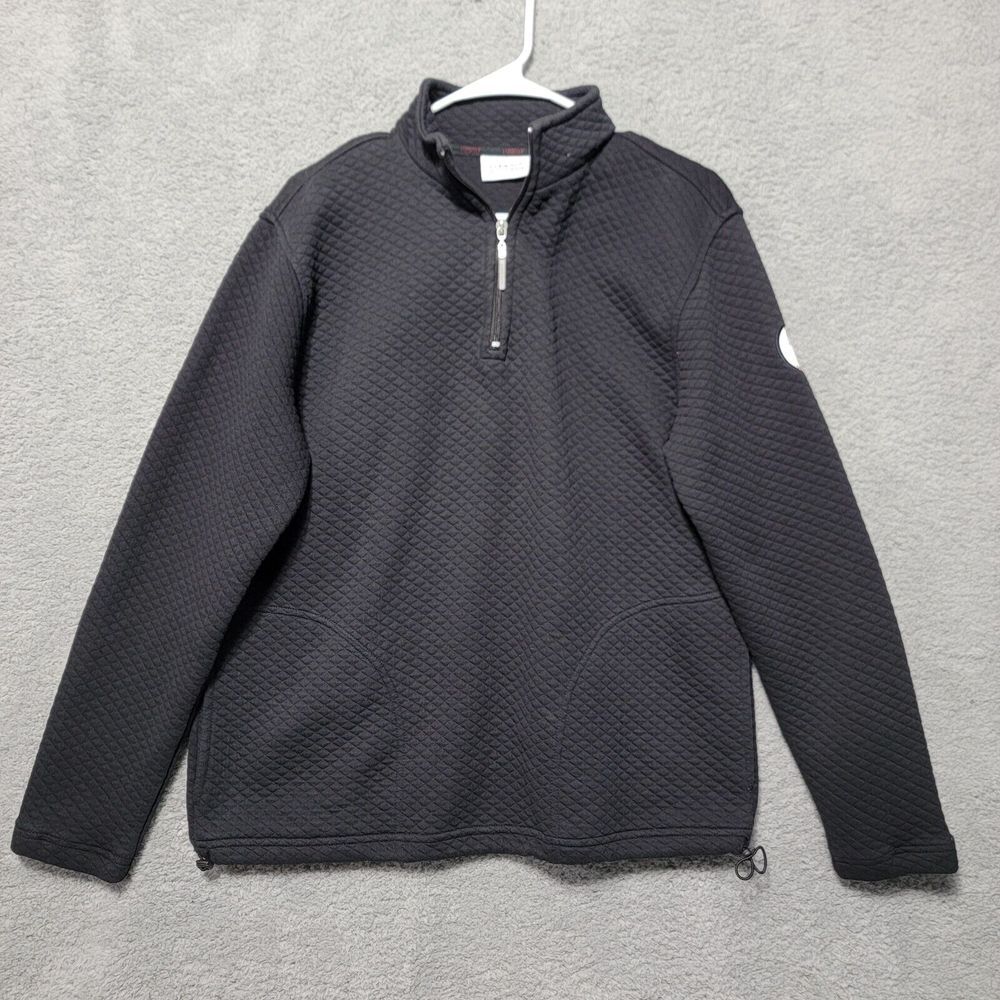 LIZGOLF Liz Claiborne Women's Black Quilted 1/4 Zip Jacket Golf Embroidered Sz M
